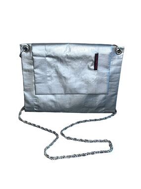 Ducti Duct Tape Purse CrossBody Clutch Silver Gray with Chain